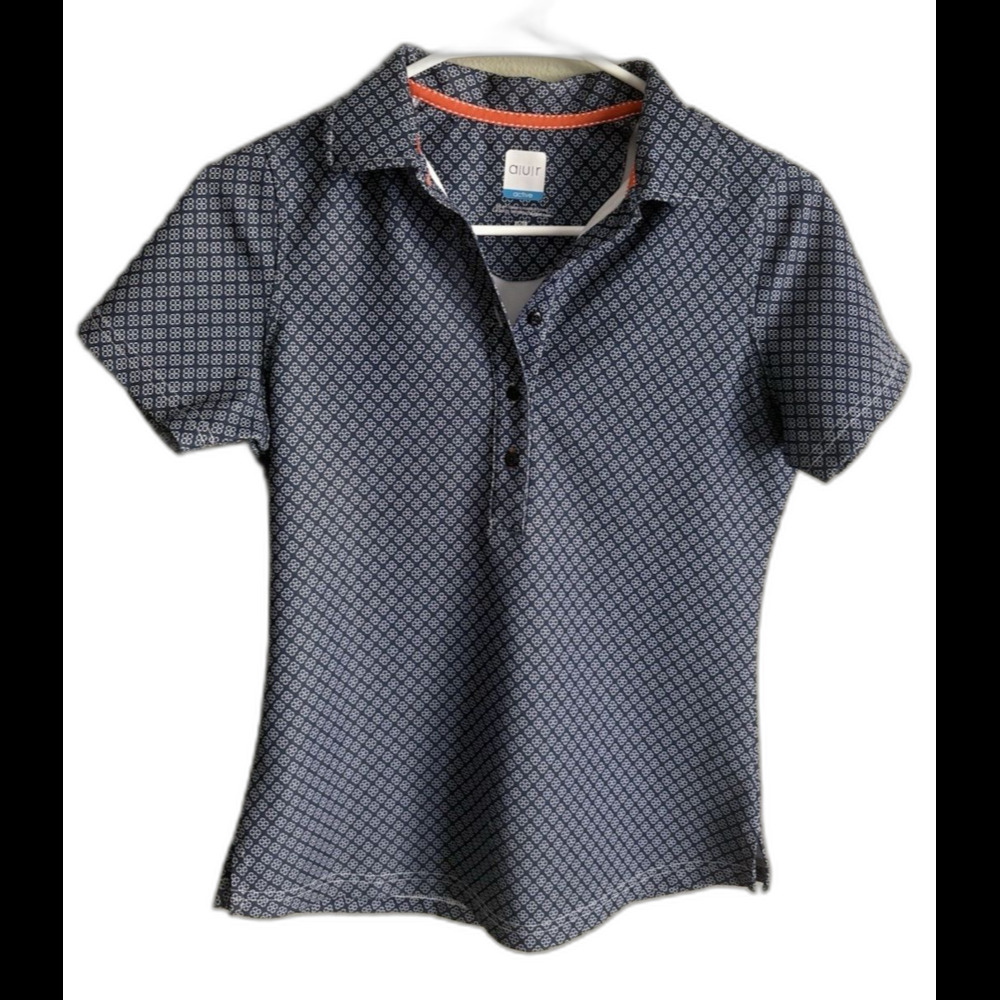 AUR Golf Polo Womens XS Blue Polka Dot Athletic‎ Activewear Tennis